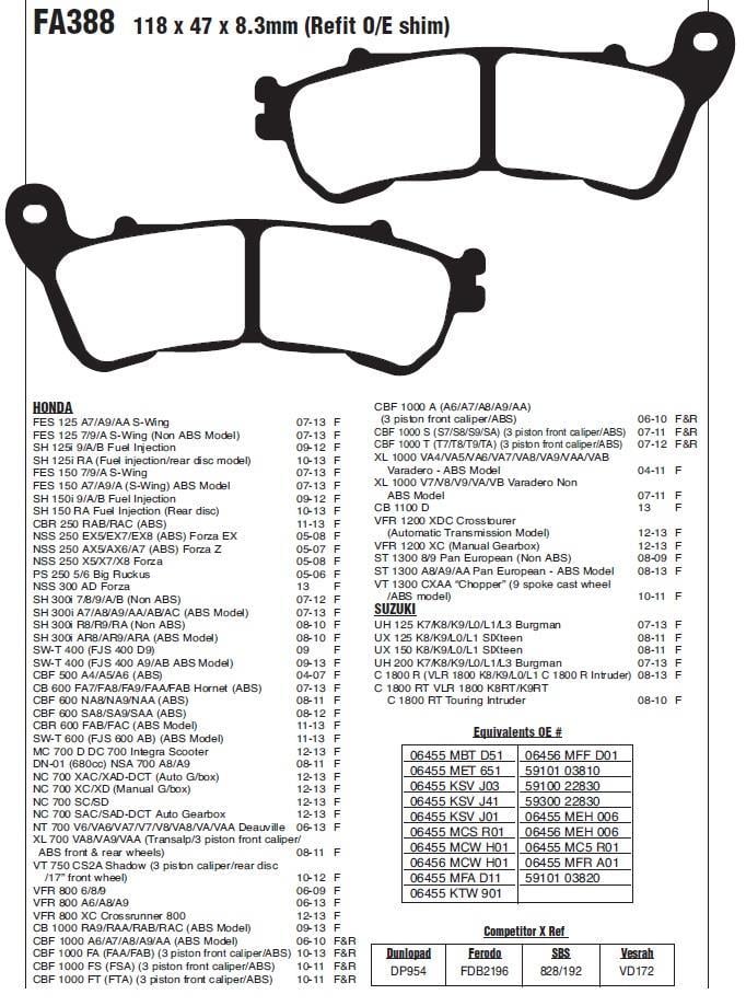 HON. XL 1000 04-13 EBC ÖN FREN BALATASI