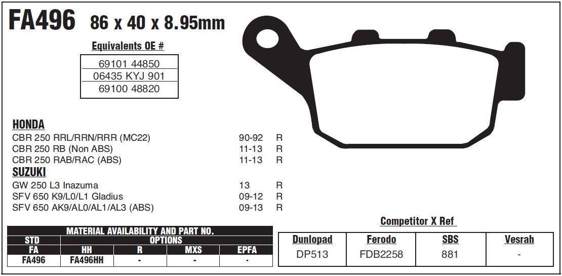HON. NC 750 S/X 14-18 EBC ARKA FREN BALATASI