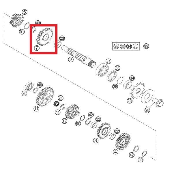 IDLER GEAR 2ND 33T KTM ORJ YP A3