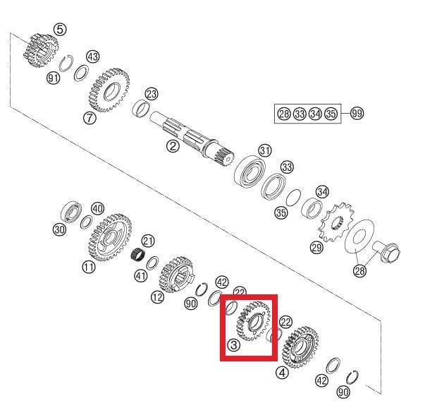 IDLER GEAR G 4TH 6,28T KTM ORJ YP A3