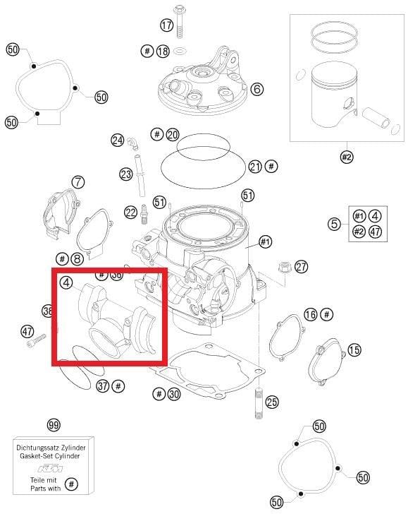 INTERMEDIATE FLANGE 250/300 KTM ORJ YP A5