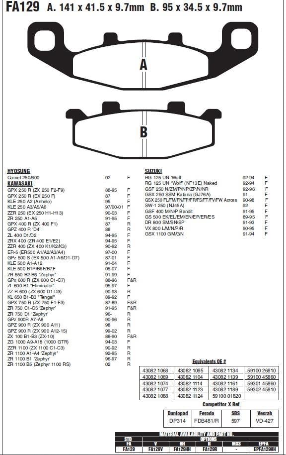 KAW. KLE 500 91-07 EBC ÖN FREN BALATASI