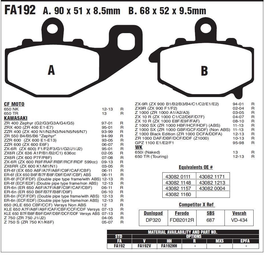 KAW. KLE 650 VERSYS 07-14 EBC ARKA FREN BALATASI