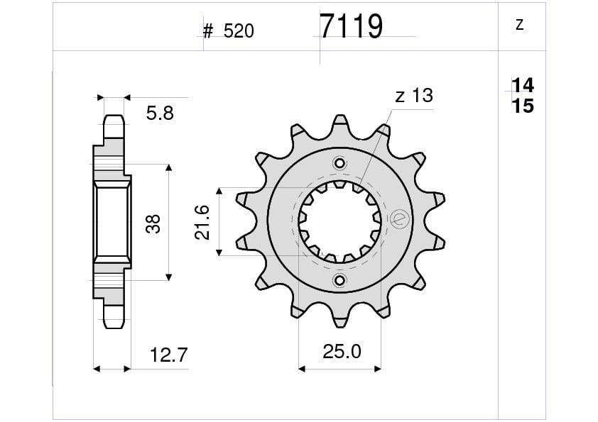 KAWASAKI 500 OGNIBENE ÖN DİŞLİ 15T