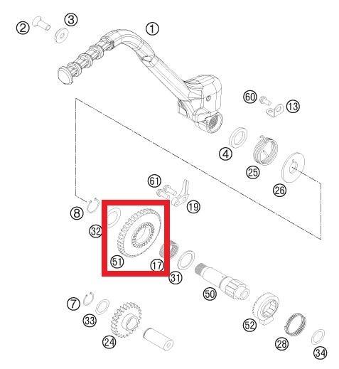 KICK STARTER GEAR 34-T KTM ORJ YP A4