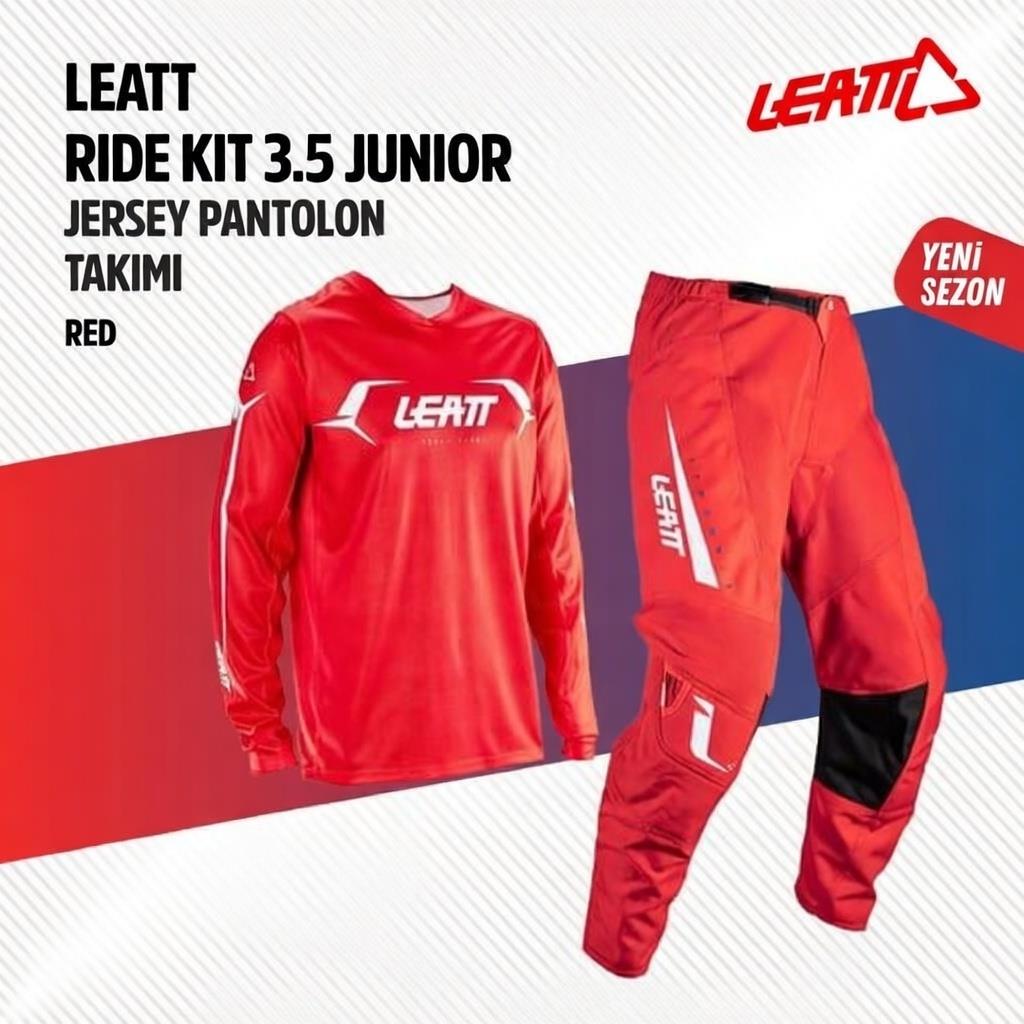 Leatt 3.5 Çocuk Kırmızı Motosiklet Jersey Pantolon Takımı
