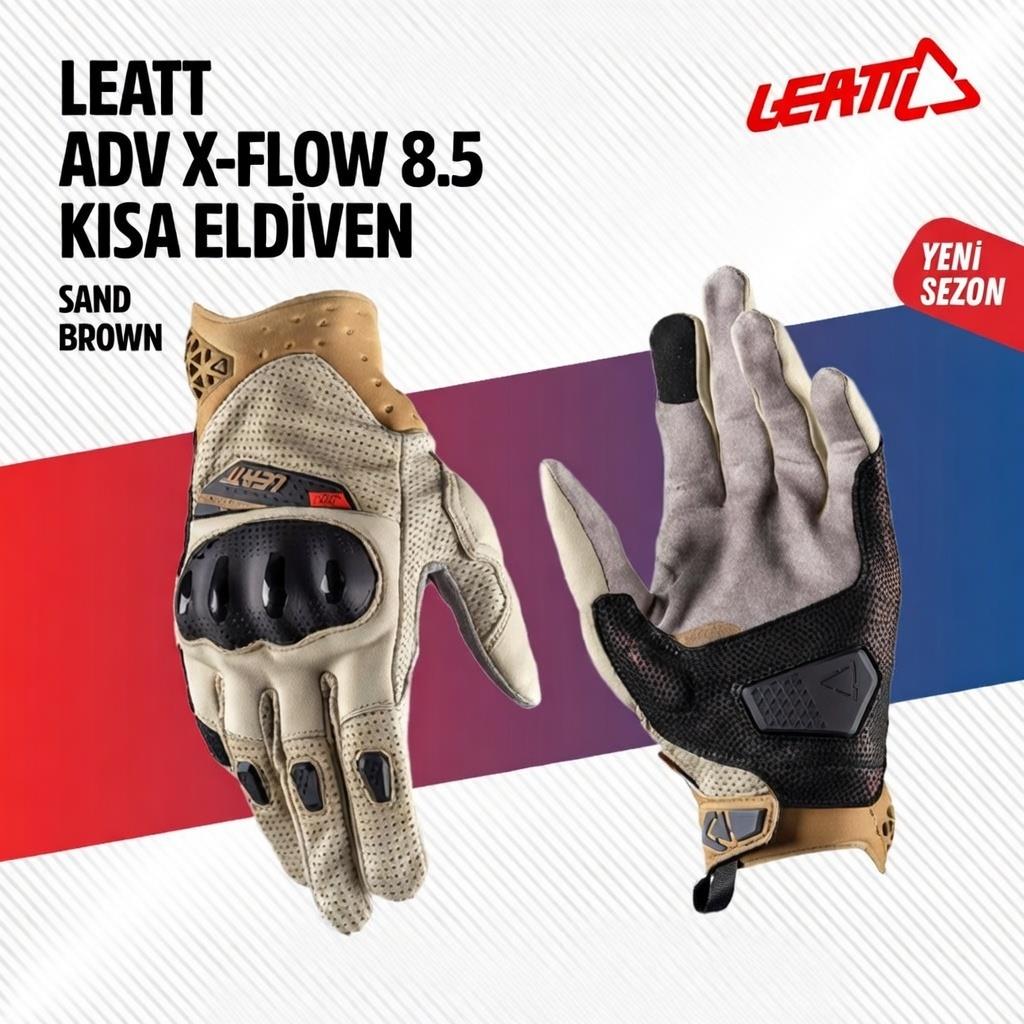 Leatt Adv X-Flow 8.5 Kısa Kahverengi Motosiklet Eldiveni