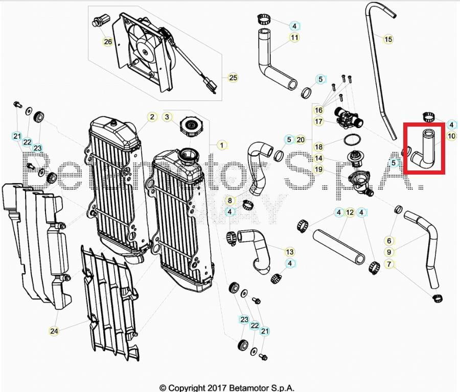 LEFT THERMOSTAT HOSE BETA ORJ YP B6