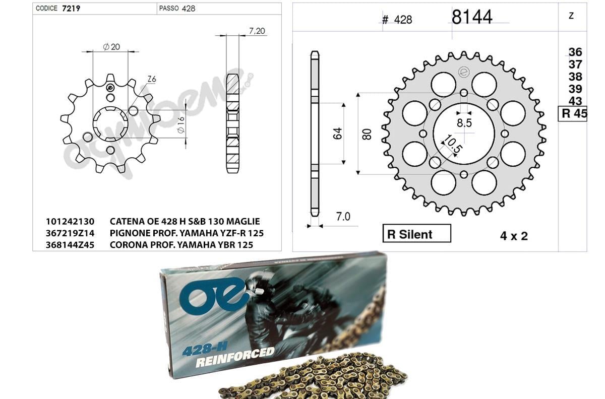 OGNIBENE DİŞLİ ZİNCİR KİT YAMAHA 125 YBR 09