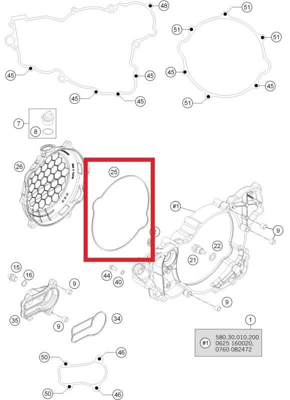 OUTER CLUTCH COVER GASKET KTM ORJ YP A9