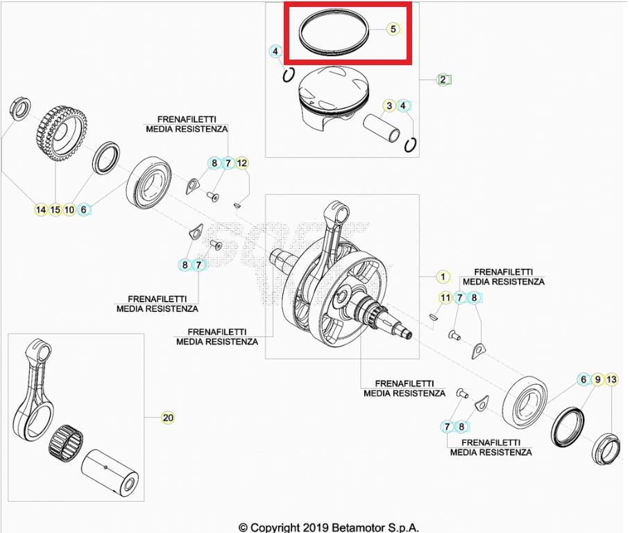 PISTON RING SET D.95MM BETA ORJ YP
