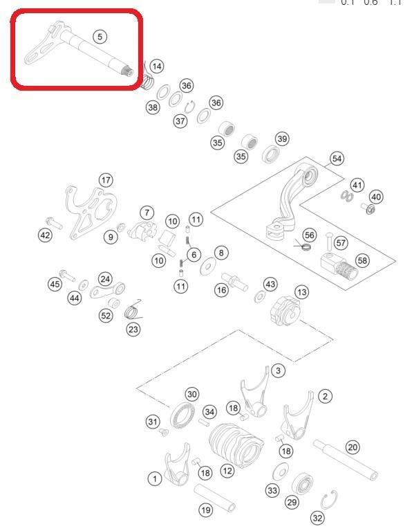 SHIFTING SHAFT KTM ORJ YP A9