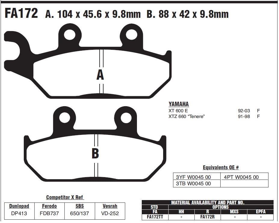 YAM. XT 600 E 92-03 EBC ÖN FREN BALATASI