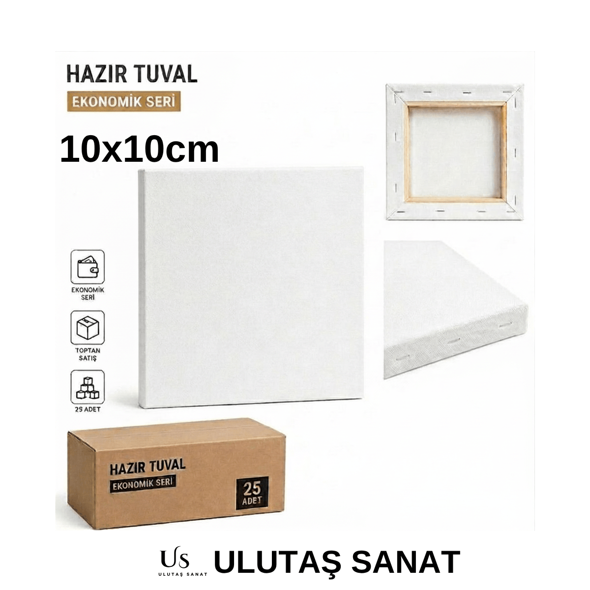 10x10 cm Pamuk Resim Tuvali | 3 Kat Astarlı Profesyonel Mini Tuval