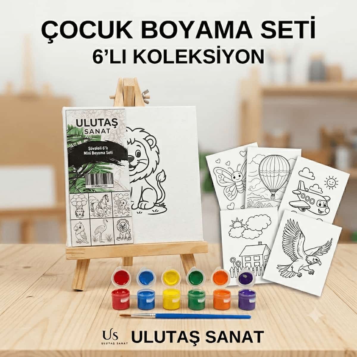 şövaleli mini tuval seti, 6lı mini tuval boyama seti