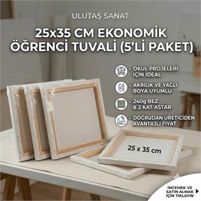 25x35 cm Tuval | Ekonomik Öğrenci Tuvali | 5'li Paket | Ulutaş Sanat