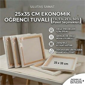 25x35 cm Tuval | Ekonomik Öğrenci Tuvali | 1'li, 5'li, 25'li, 50'li Paket | Ulutaş Sanat