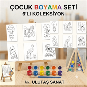 Şövaleli Çocuk Boyama Seti 6lı Hayvanlar Serisi - Ulutaş Sanat