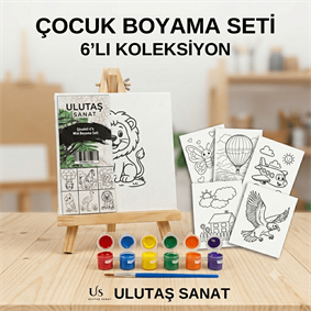 6 Desenli Çocuk Boyama Seti Mini Şövaleli - Ulutaş Sanat