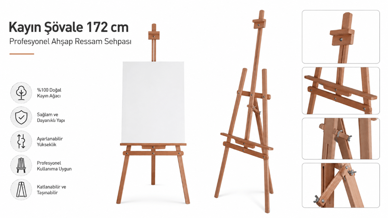 Profesyonel ahşap şövale ve tuval ile çalışan ressam | Ulutaş Sanat