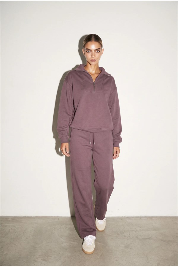 Mürdüm Amia&Co Oversize Fermuar Detaylı Sweatshirt Ve Bol Kesim Eşofman Takımı