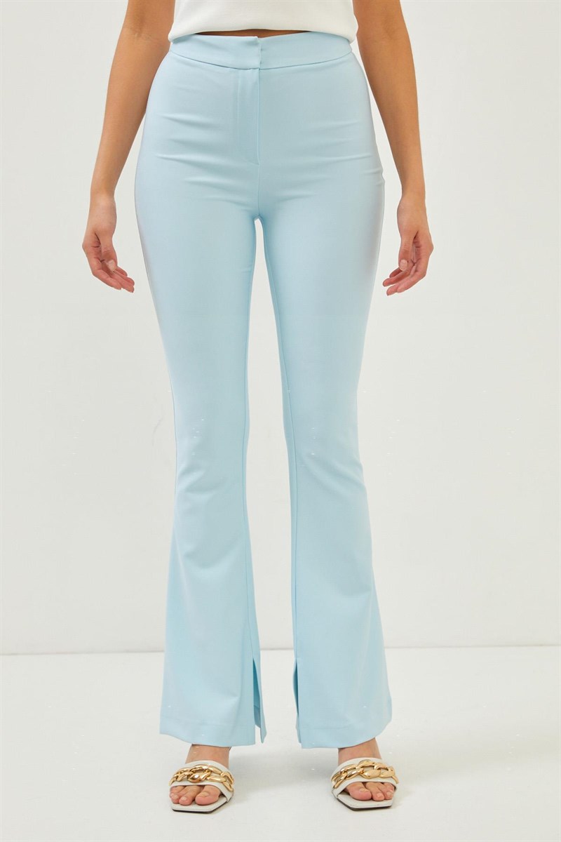 Aqua Paçaları Yırtmaç Detaylı Yüksek Bel Kumaş Pantolon Kadın Pantolon modelleri