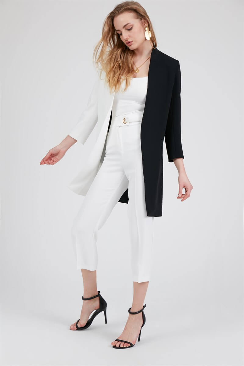 Siyah-Beyaz Ceket | Kadın Giyim | Setre
