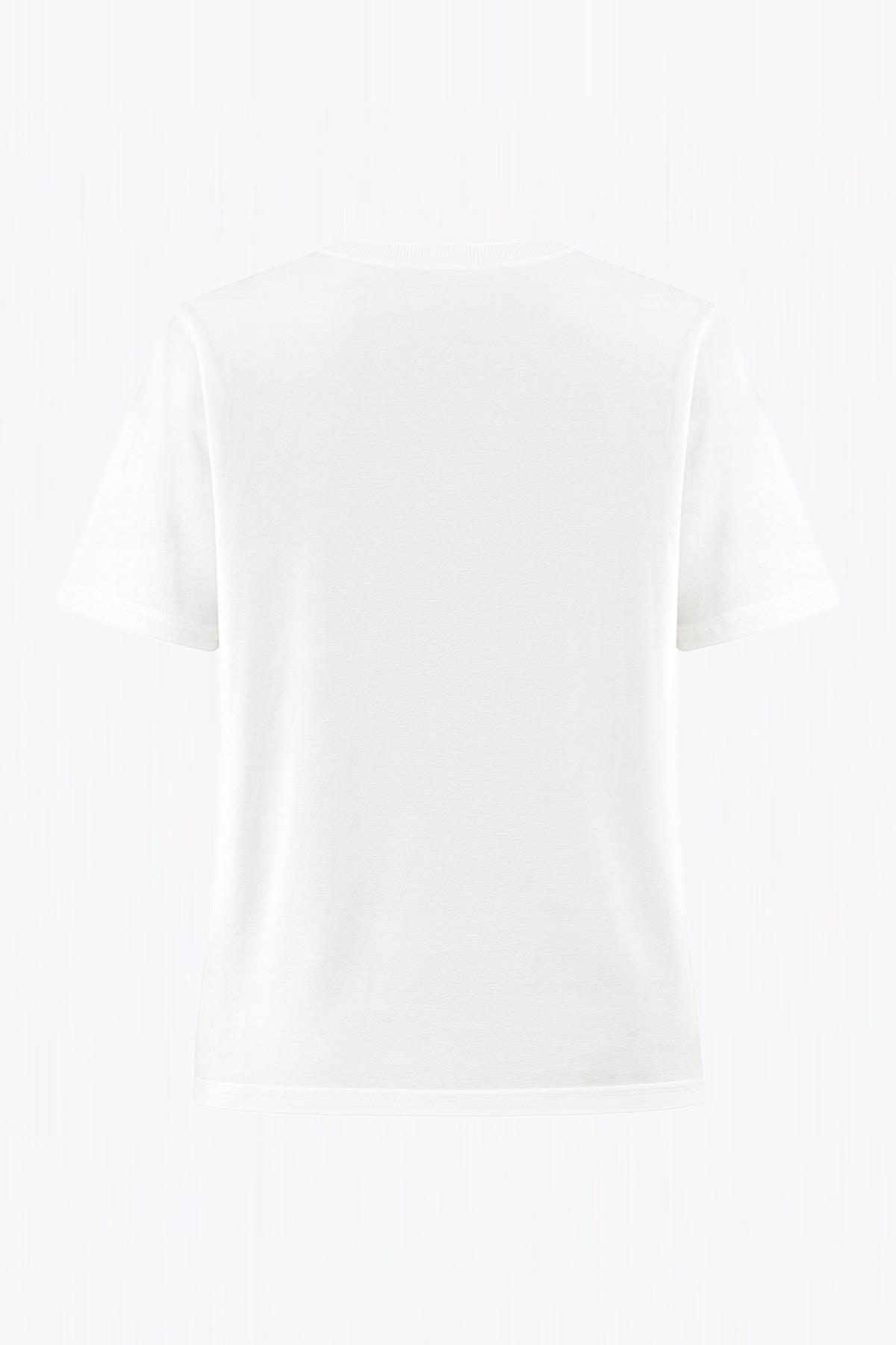 Ekru Amia&Co Marka Minimal Kalp Nakış Detaylı Kısa Kollu T-Shirt · 3