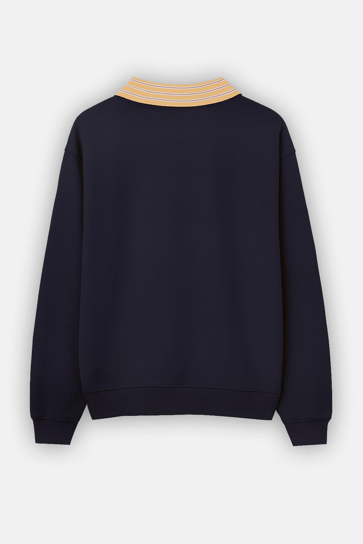 Lacivert Amia&Co Marka Zamansız Şıklık: Gömlek Yaka Detaylı  Sweatshirt · 5