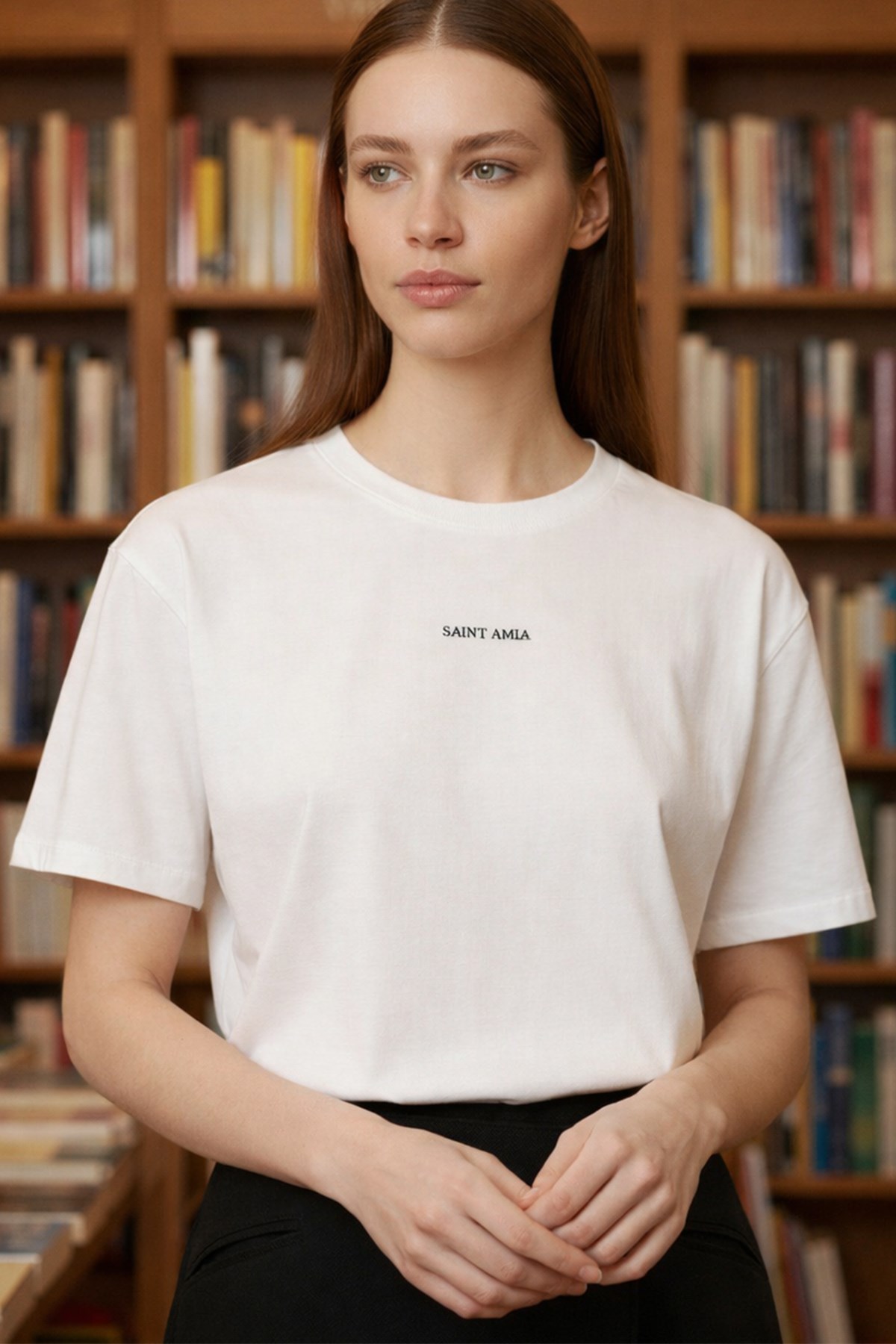 Ekru-Siyah 5YB3ECTS0518 T-SHIRT