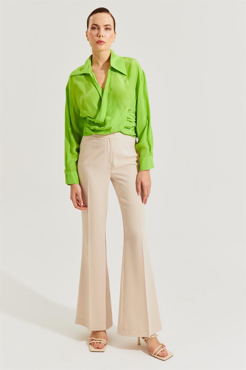 Kadın Fıstık Yeşili Çapraz Detaylı Gömlek ST070S55310001 | Setre