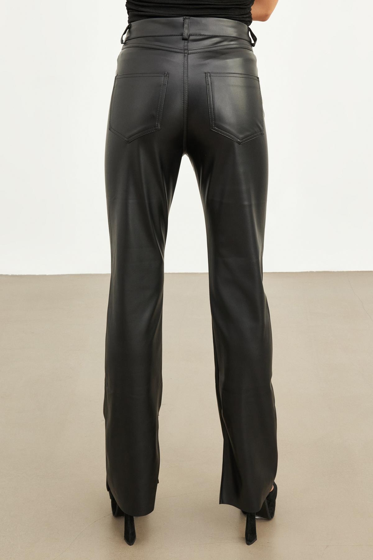 Kadın Siyah Cep Detaylı Deri Jeans ST20240W3196601 | Setre