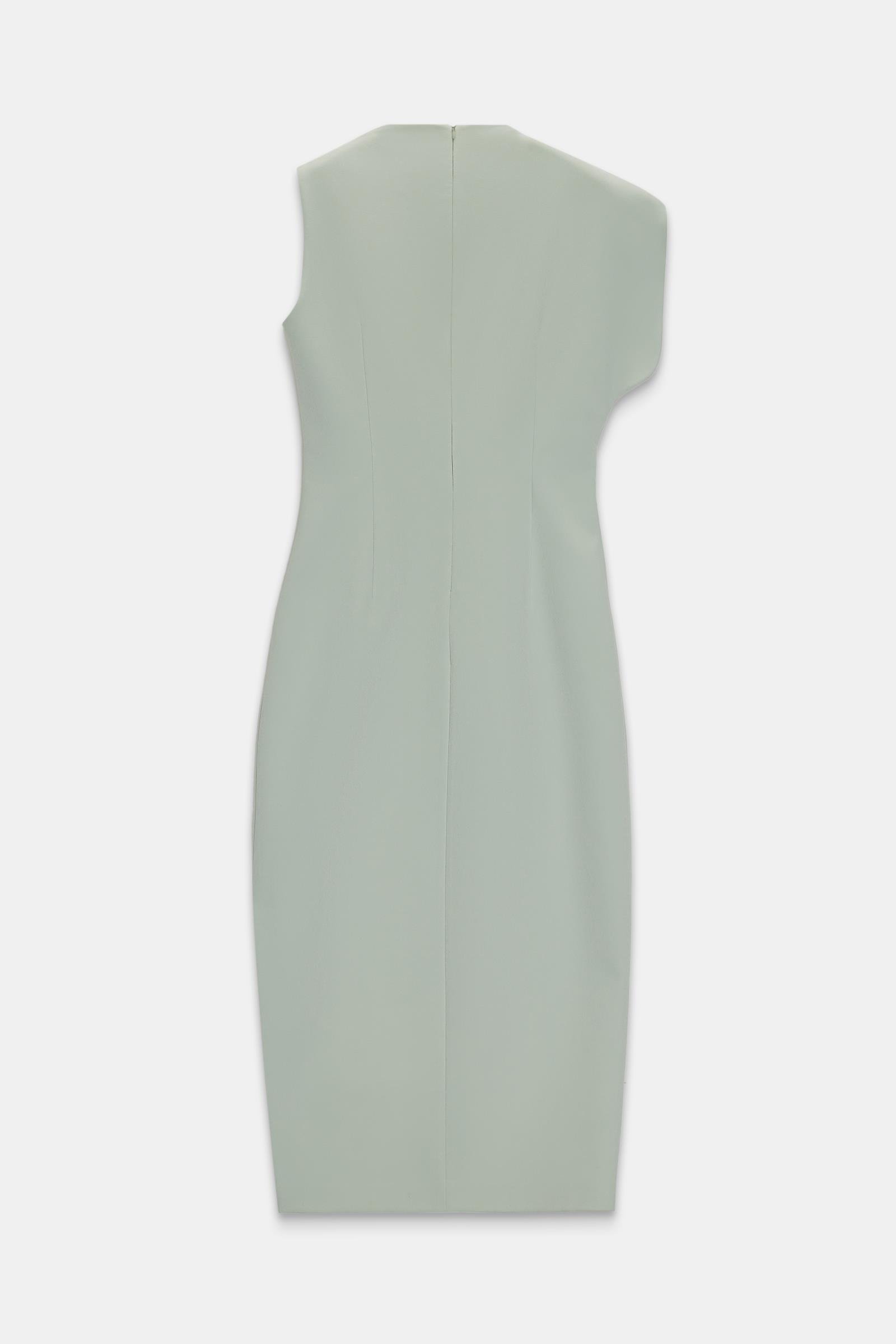 Kadın Su Yeşili Tek Omuz Detaylı Geniş Kalıp Midi Boy Elbise