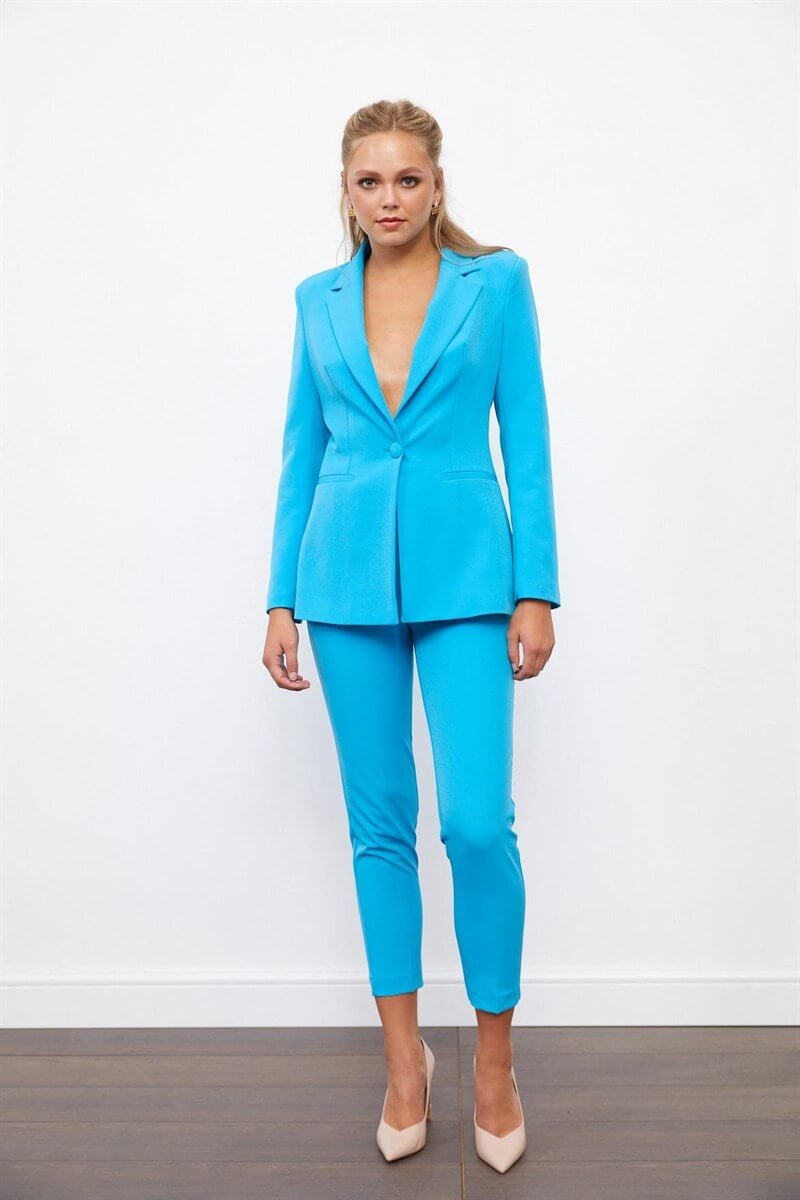 Kadın Turkuaz Blazer Ceket Pantolon Takım ST050S60072002 | Setre
