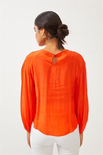 Kadın Mercan Yakası Drape Detaylı Bluz ST060S30664001 | Setre