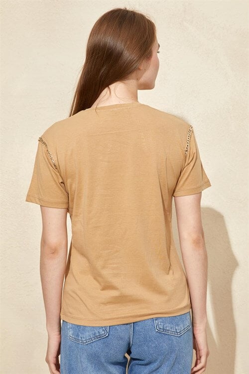 Kahverengi Kısa Kol Baskılı T-ShirtST060S71228001
