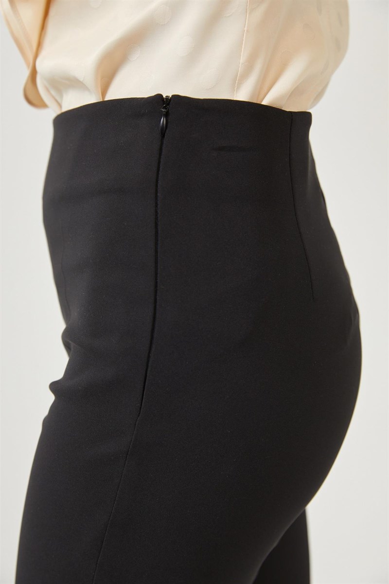 Siyah Yüksek Bel İspanyol Paça Pantolon Kadın Pantolon modelleri