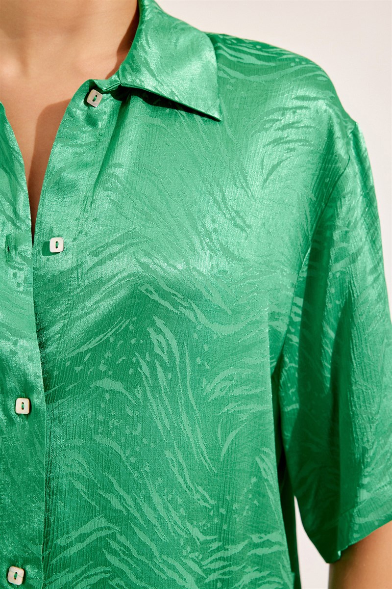 Yeşil Rahat Kesim Trend Gömlek Kadın Gömlek modelleri
