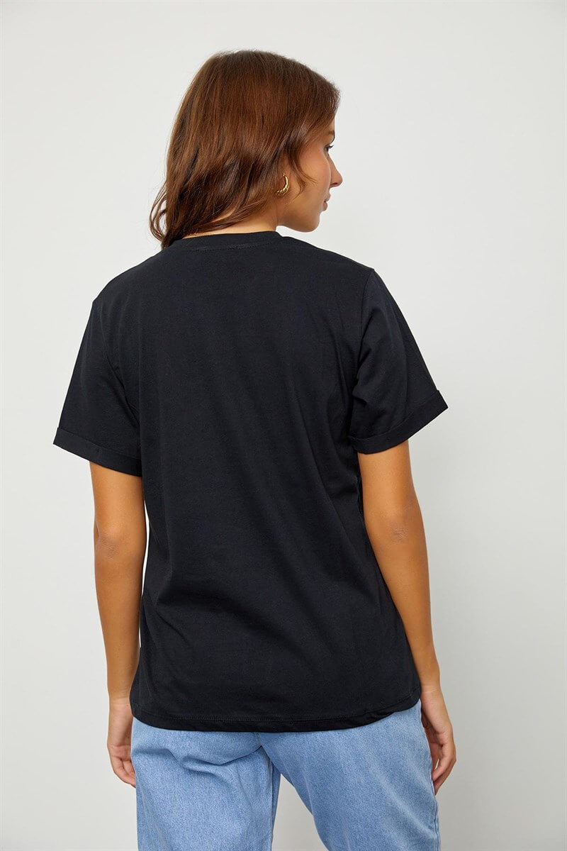 Siyah Baskılı Kısa Kol T-ShirtST060S71190012