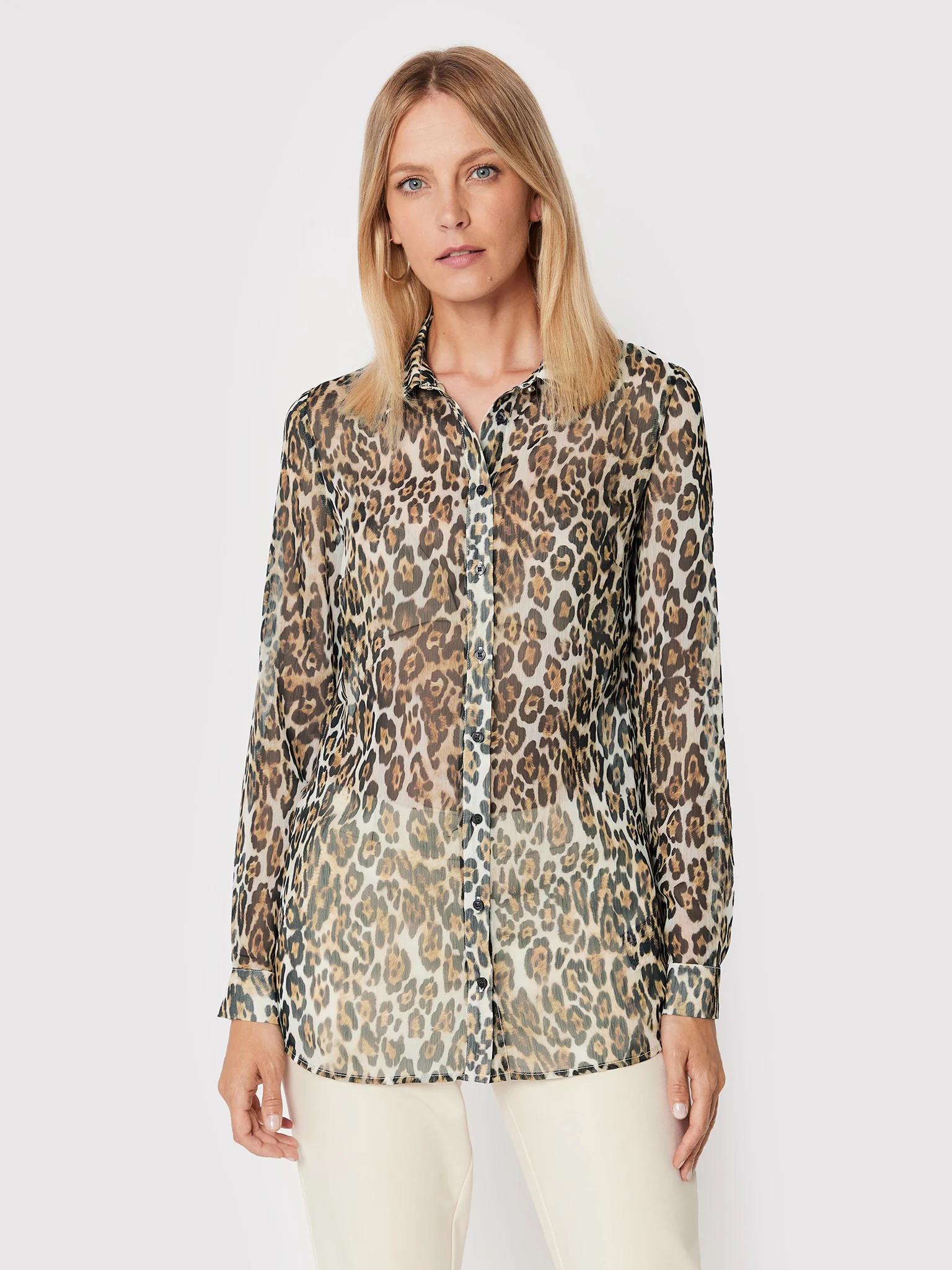 GUESS LEOPAR DESENLİ ŞİFON GÖMLEK