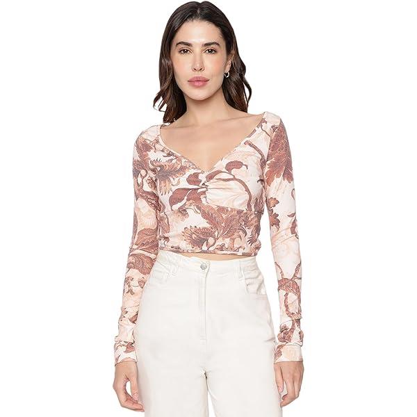 W3RP37KBKW0 GUESS UZUN KOLLU CROP T-SHIRT