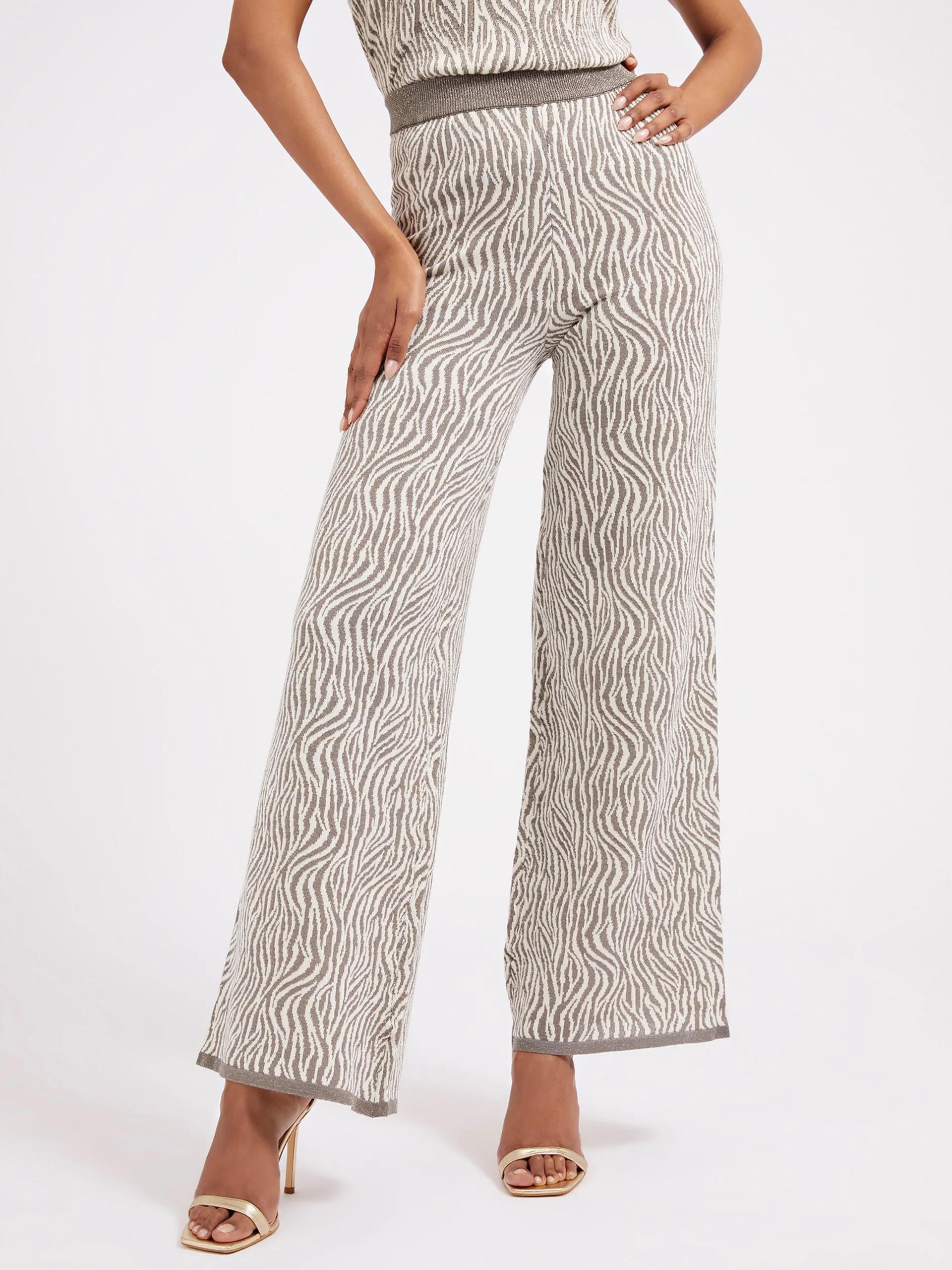 YÜKSEK BEL ZEBRA DESENLİ TRİKO PANTOLON