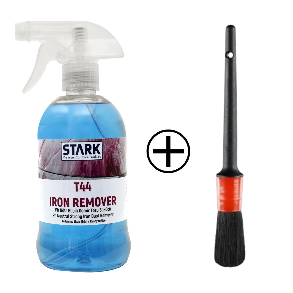 Stark T44 Iron Remover Ph Nötr Güçlü Demir Tozu Sökücü 500ml + Vega Detay Fırçası No 10 İkili Set