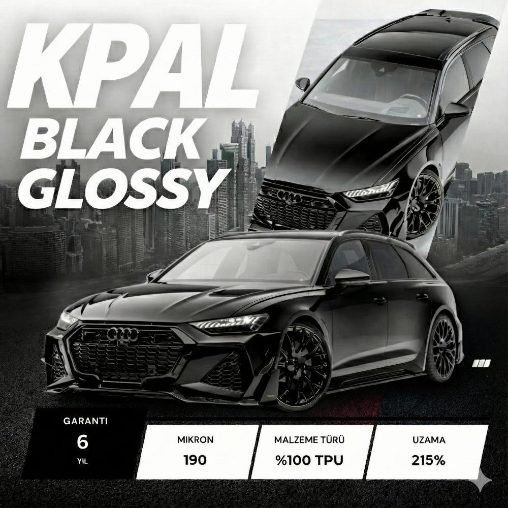 KPAL Black Glossy PPF-TPU Siyah Araç Boya Koruma Kaplama 190 Micron 15 Mt