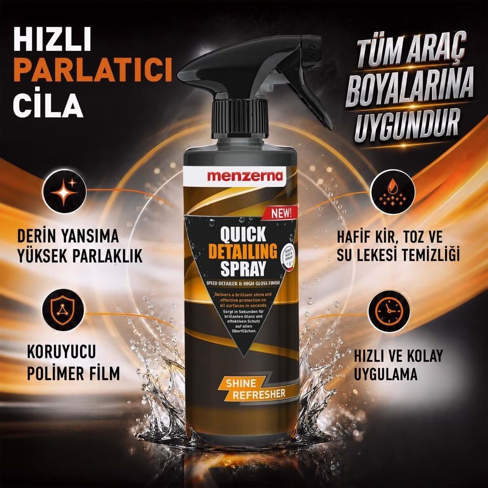 MENZERNA Quick Detailing Spray Hızlı Cila 500 ml | Araç İç Dış Temizlik Oto Boya Parlatıcı Koruyucu