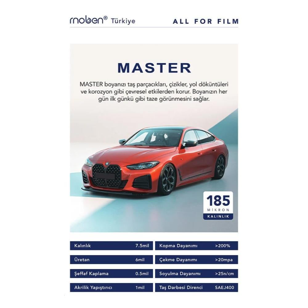 Moben PPF-TPH Master Şeffaf Araç Boya Koruma Kaplama 185 Micron 15 Mt