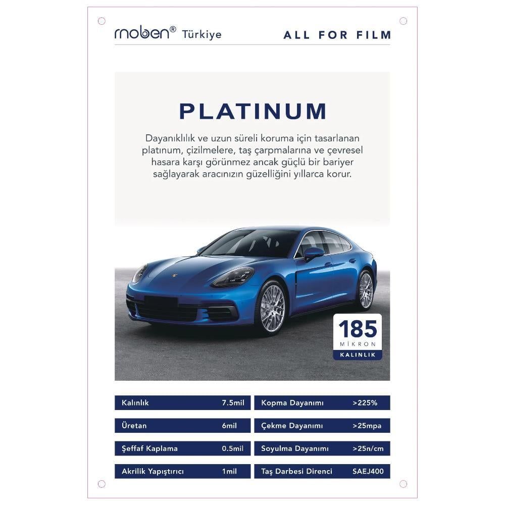 Moben PPF-TPU Platinum Şeffaf Araç Boya Koruma Kaplama 185 Micron 15 Mt