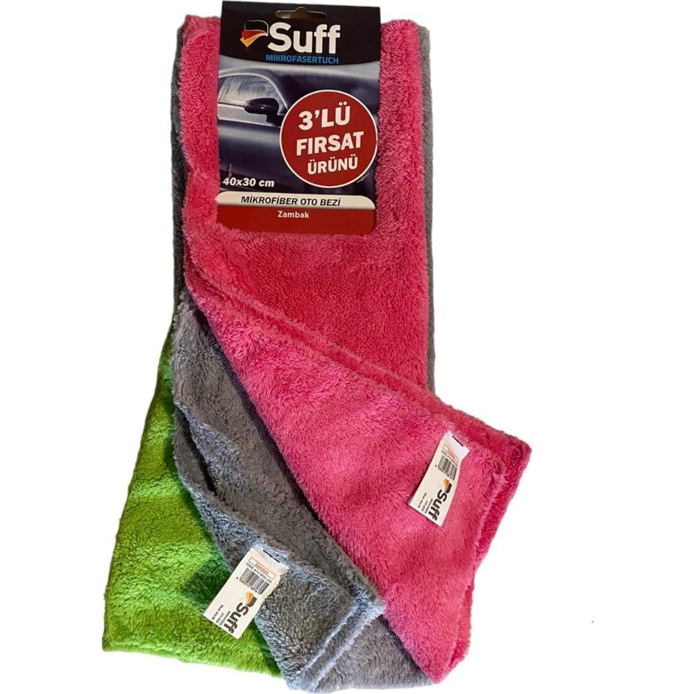Suff Zambak Mikrofiber Oto Temizlik Bezi 3 lü Set 40x30cm