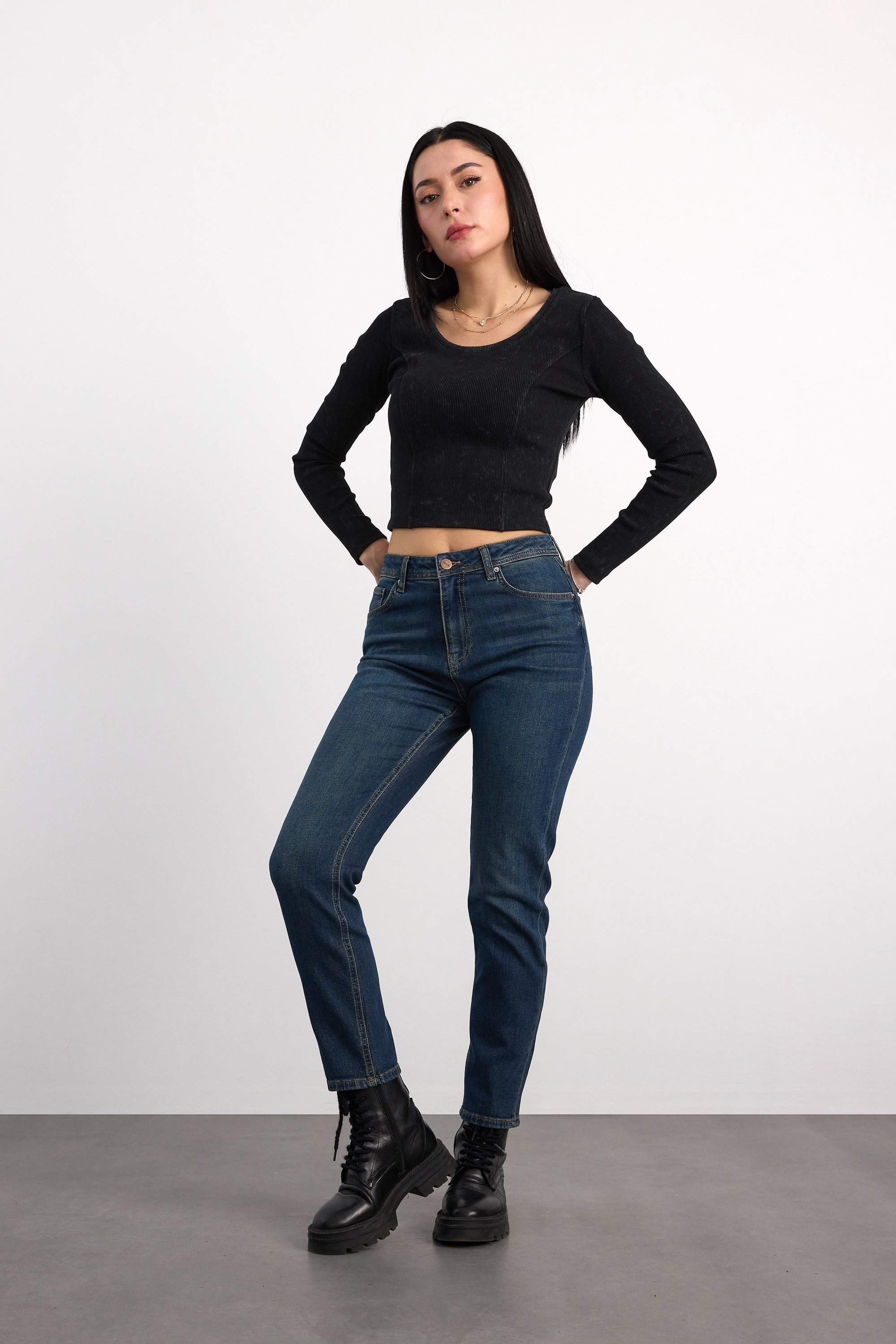23030-73603 KADIN MOM FİT HIGH RISE TAPERED LEG  DENİM PANTOLON 23030-73603