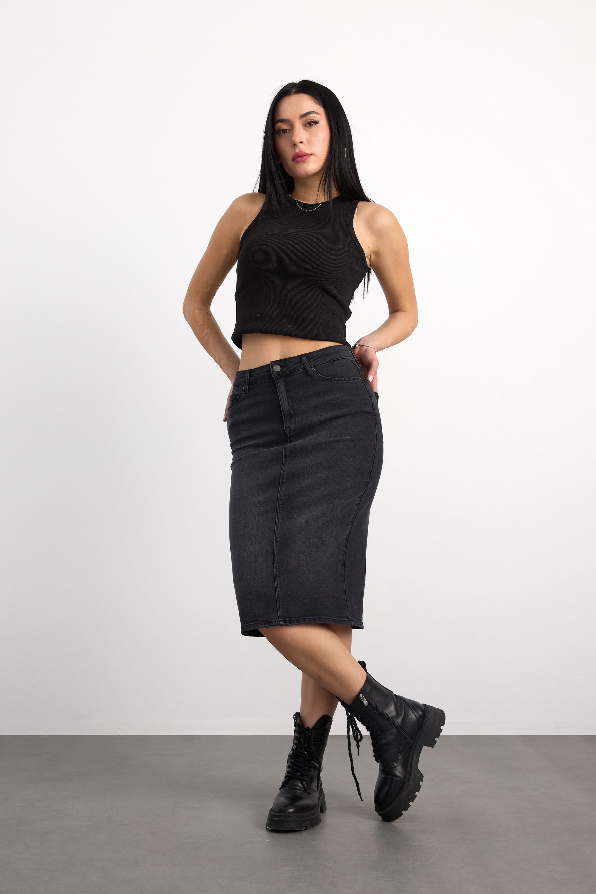 50286-73599 KADIN REGULAR FIT MIDI DENİM ETEK 50286-73599